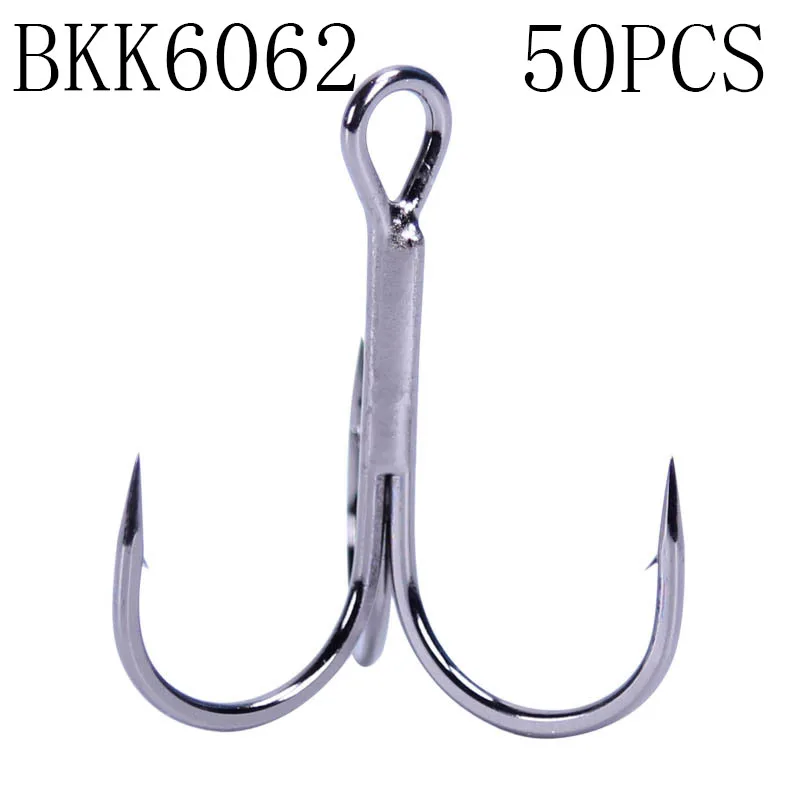 50pcs/lot BKK 6062-1X-NP Treble Hook BT621 Black Nickel Triple Fishing Hooks 1# -12# Round Tip Fishhook For Saltwater Freshwater