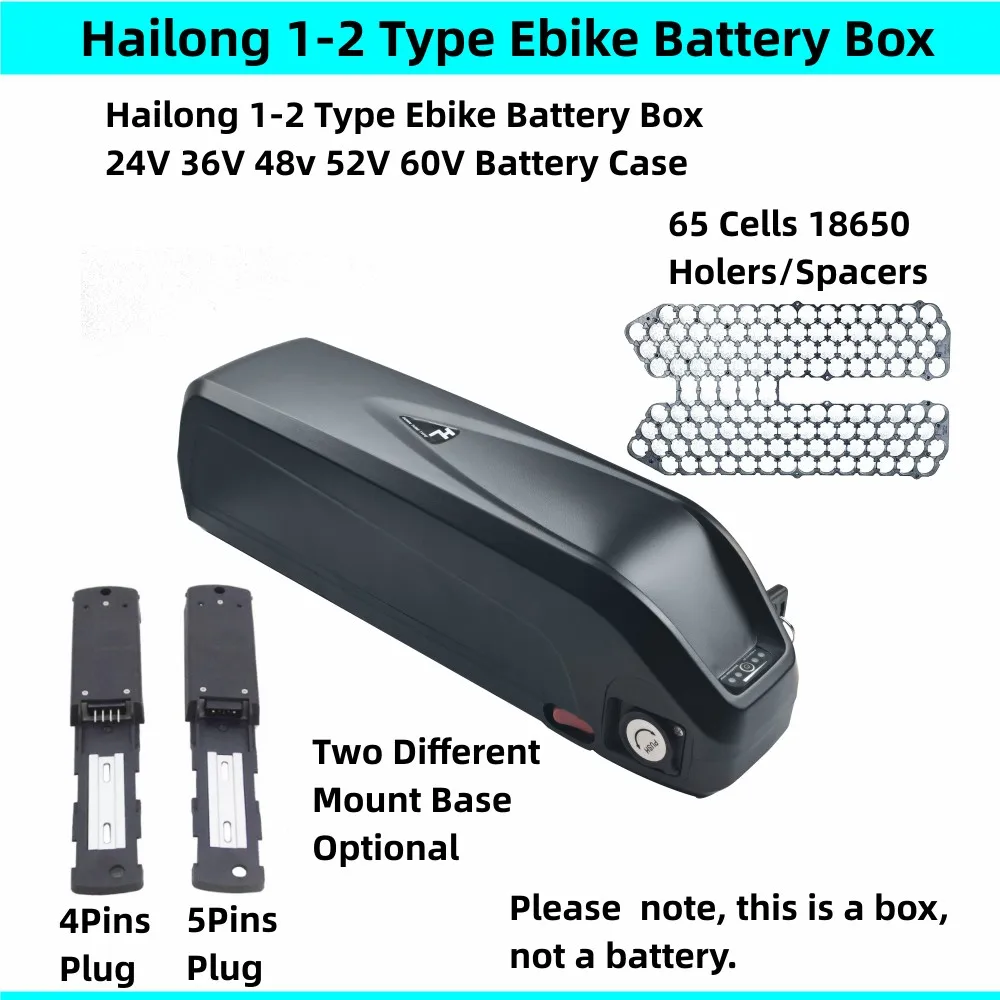 Big Hailong 1-2 Shark Ebike Battery Box Battery Case 24V 36V 48V 52V 60V Down Tube Battery Case z uchwytem do montażu na wsporniku