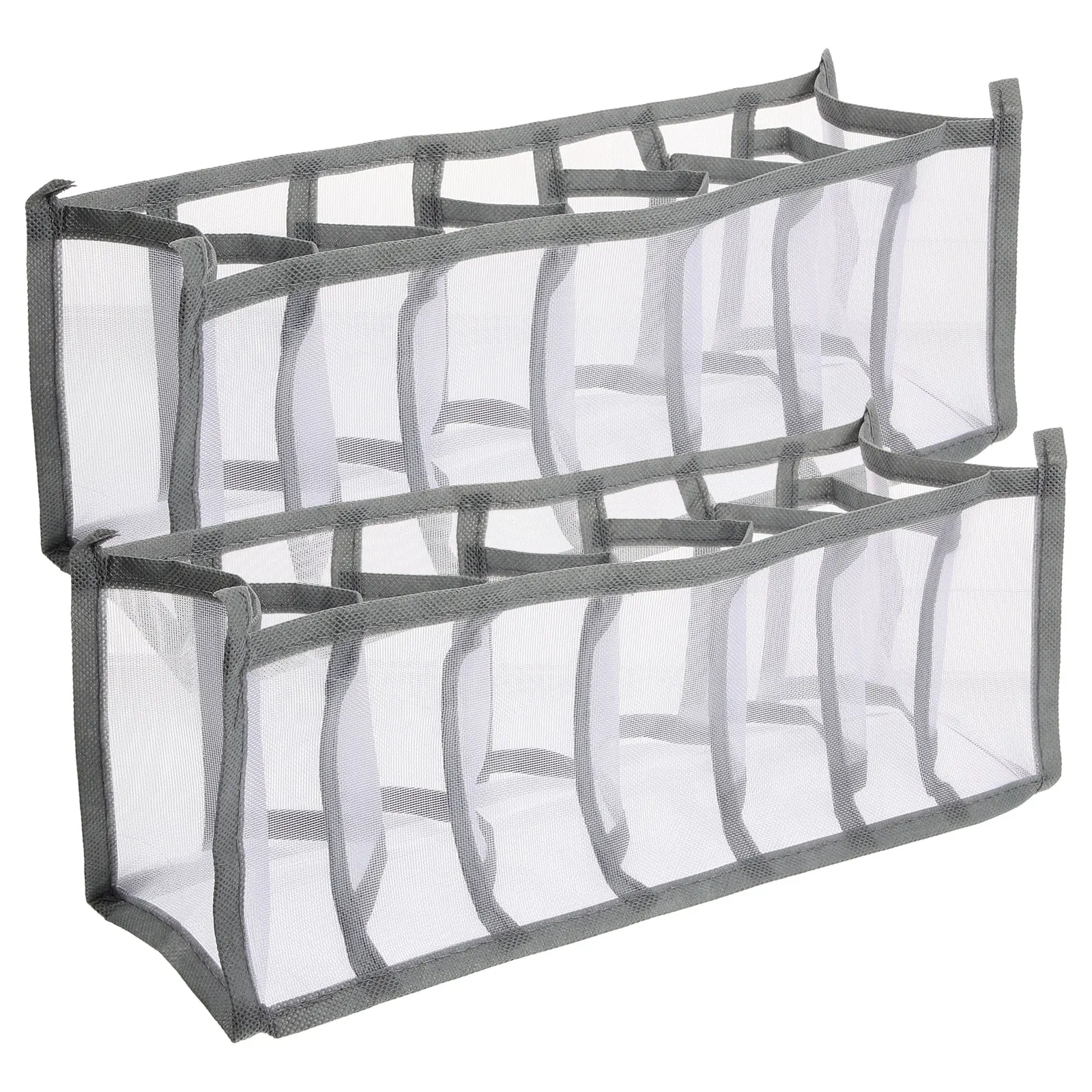 

2 Pcs Clothes Storage Box 7 Compartments Gray Drawer ganizer Foldable Wardrobe Container Sundry Basket Dress Jeans