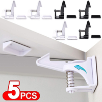 1-5PCS Invisible Drawer Locks Hook Spring Drawer Lock Child Anti-pinch Safety Locks Drawer Cabinet Lock Protection Tools