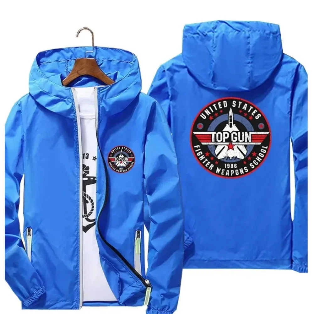 Men's Top Gun Fighter Weapons School Maverick Goose Spring Summer Hooded Streetwear Jacket Thin Reflective Windbreaker Coat