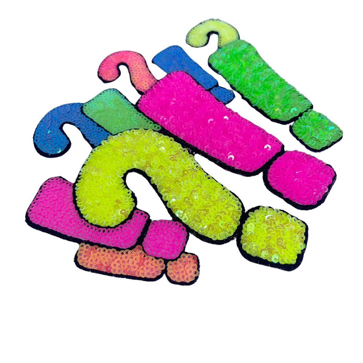 Einteiliger glitzernder Fragezeichen-Stickerei-Patch zum Selbermachen, zum Aufbügeln, für modische Taschen, Kleidung, Dekoration