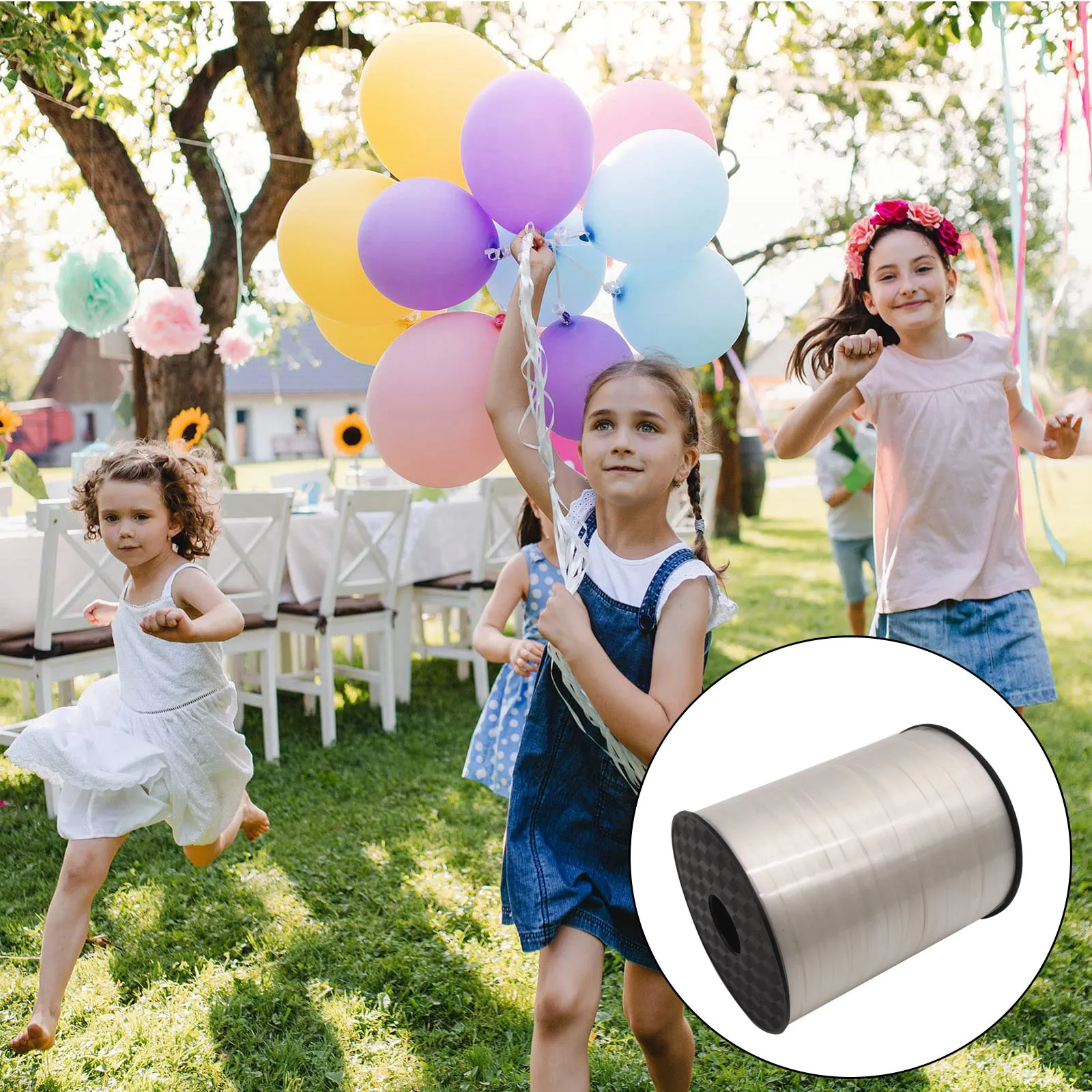 

500 Yards White Crimped Curling Ribbon Shiny Balloon Curling String Gift Wrapping Ribbon For Festival Art Craft Party Dec