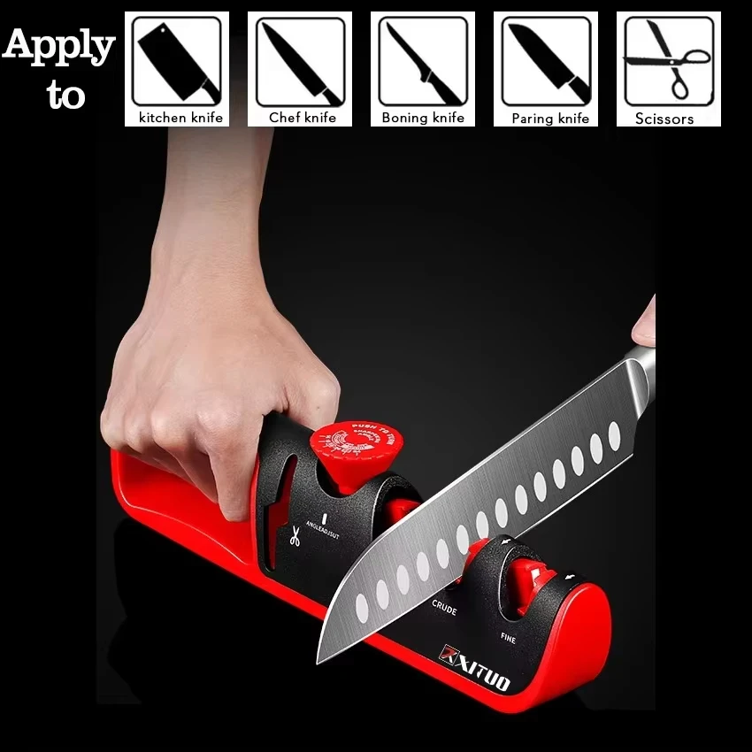 XITUO 4-in-1 Knife Sharpener Quick-Sharpening Stone ABS Adjustable-Angle Sharpener For Sharpening Kitchen Knives and Scissors
