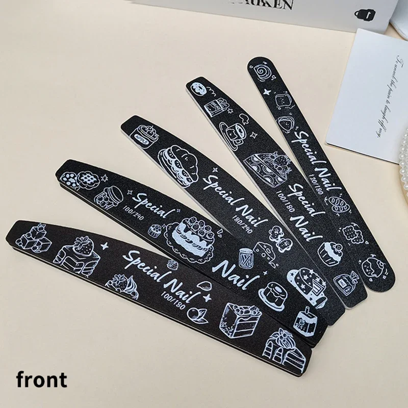 1 قطعة ملفات الأظافر السوداء للتقليم الرملي مزدوجة الوجهين ملف الأظافر 100-240 حصى مسمار الفن أدوات العناية أدوات تلميع عالية الجودة