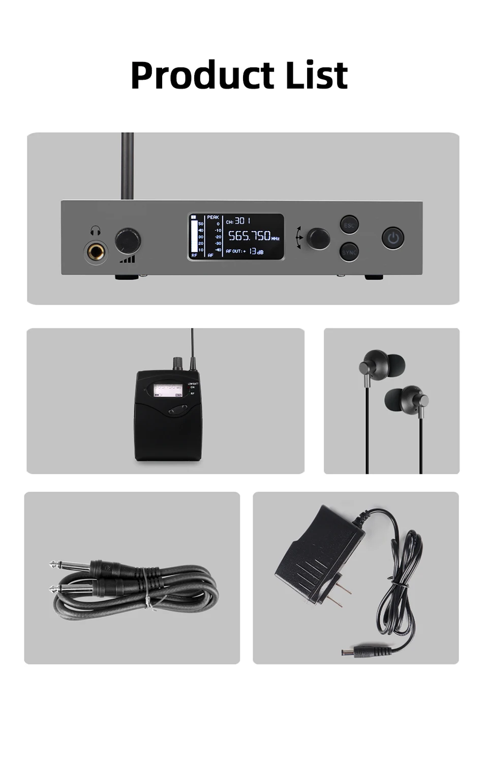 Paulkitson G5.1 PRO Kabelloses In-Ear-Monitoring-System IEM Kabellose Bühnenrückführung UHF LCD-Anzeige XLR-Eingang für Sänger, Bands und Bühnen – Detail 12