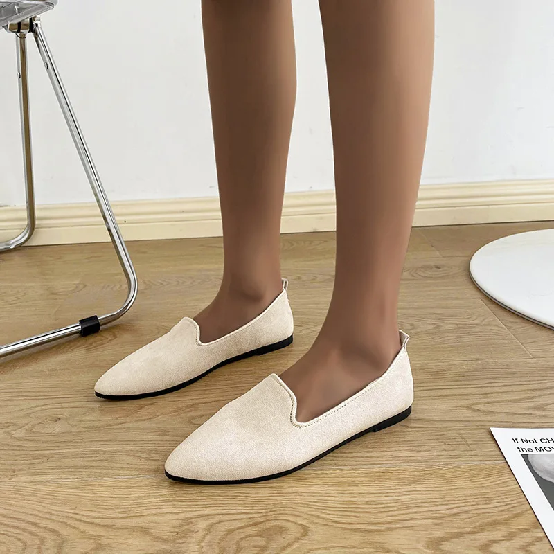 Fashion Slip on Loafers Breathable Stretch Ballet Shallow Flats Women Soft Bottom Pointed Toe Boat Shoes plus size 2023