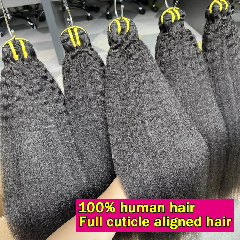 Raw Vietnamese Kinky Straight Human Hair Bundles 16A Yaki Straight Virgin Hair Extension For Quicky Weaving 10-30inch Full Thick