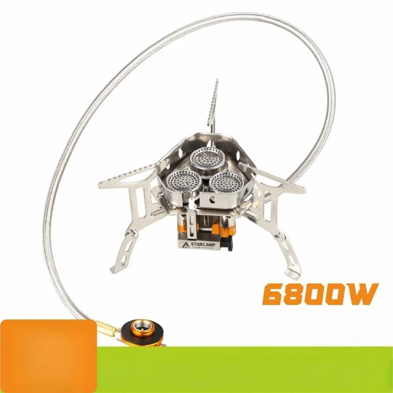 

Outdoor Camping Portable Three Head Stove Camping Windproof Stove Camping Picnic Burner Outdoor Picnic Foldable Gas Stove