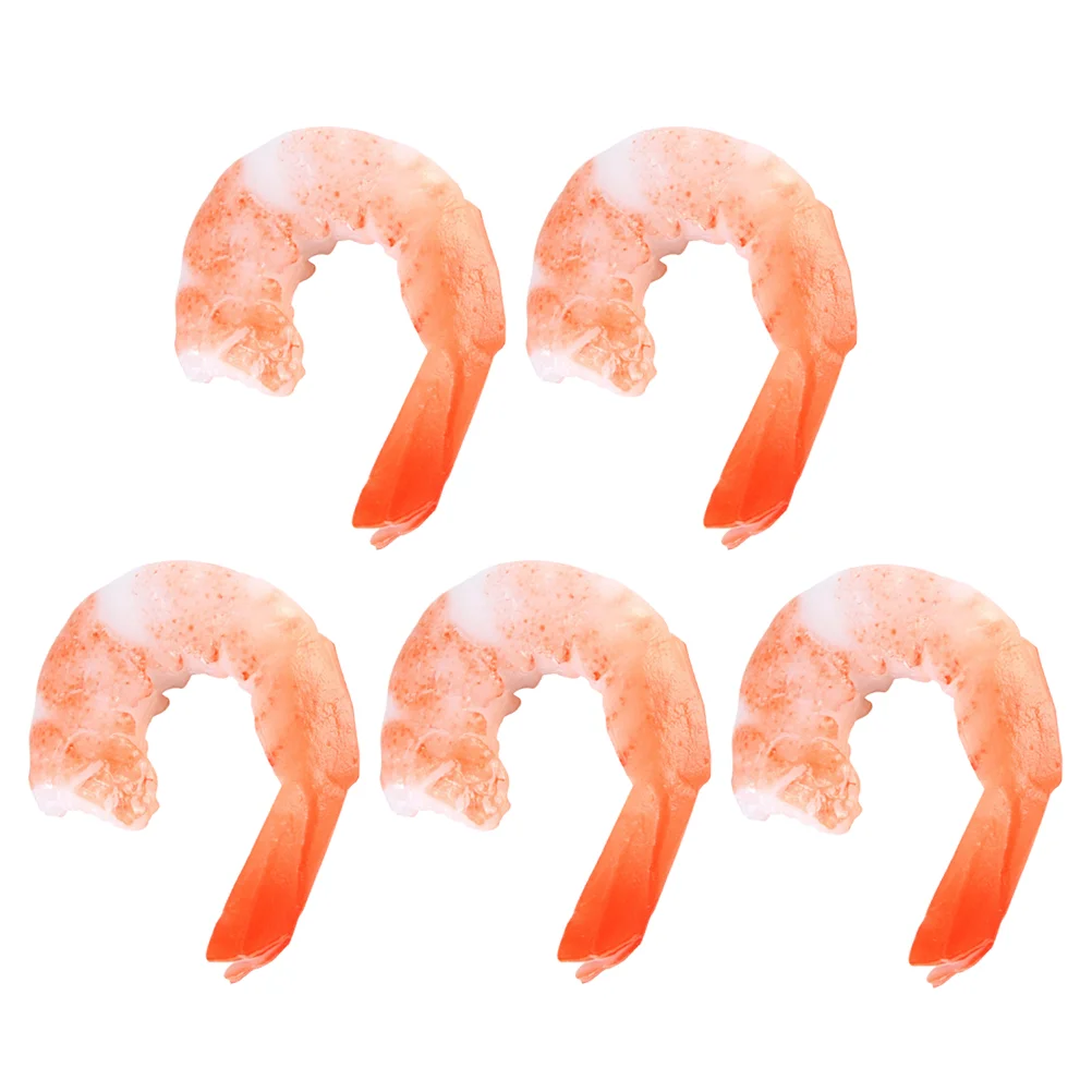 5 Pcs Imitation Shrimp Simulated Food Artificial Model Decoration Realistic Faux