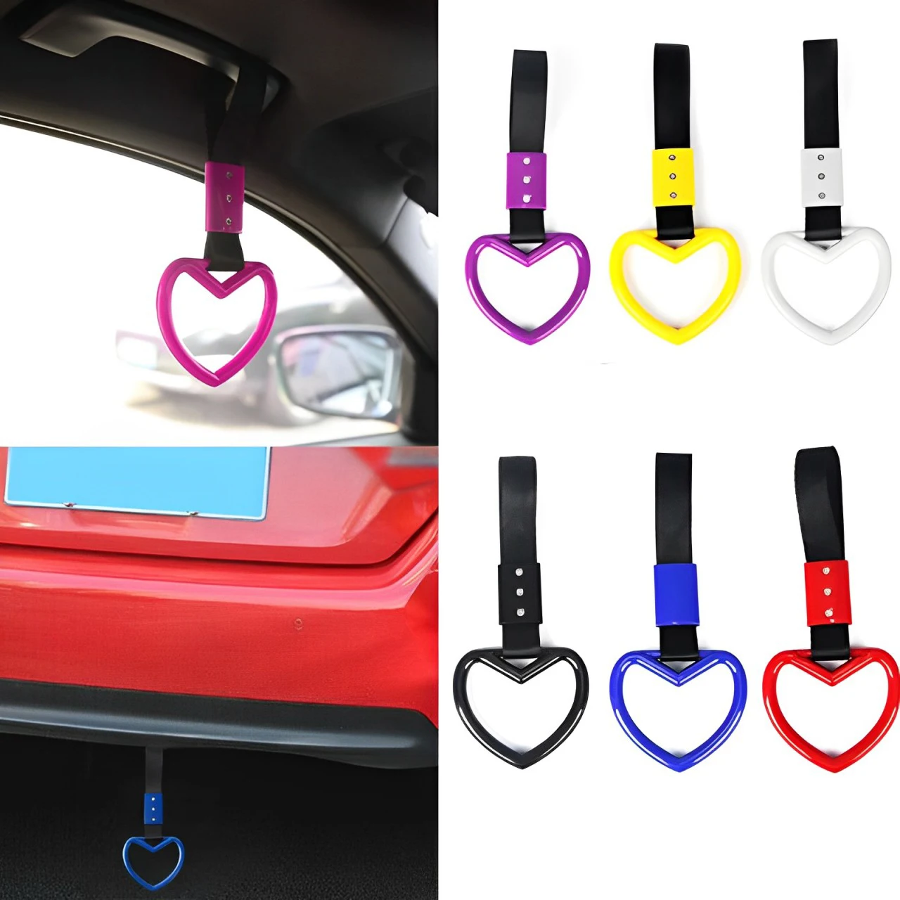 

Car Rear Bumper Static Tape Warning Lanyard Nylon Woven Tape Love Circle Lanyard Multi-color Available Car Interiors