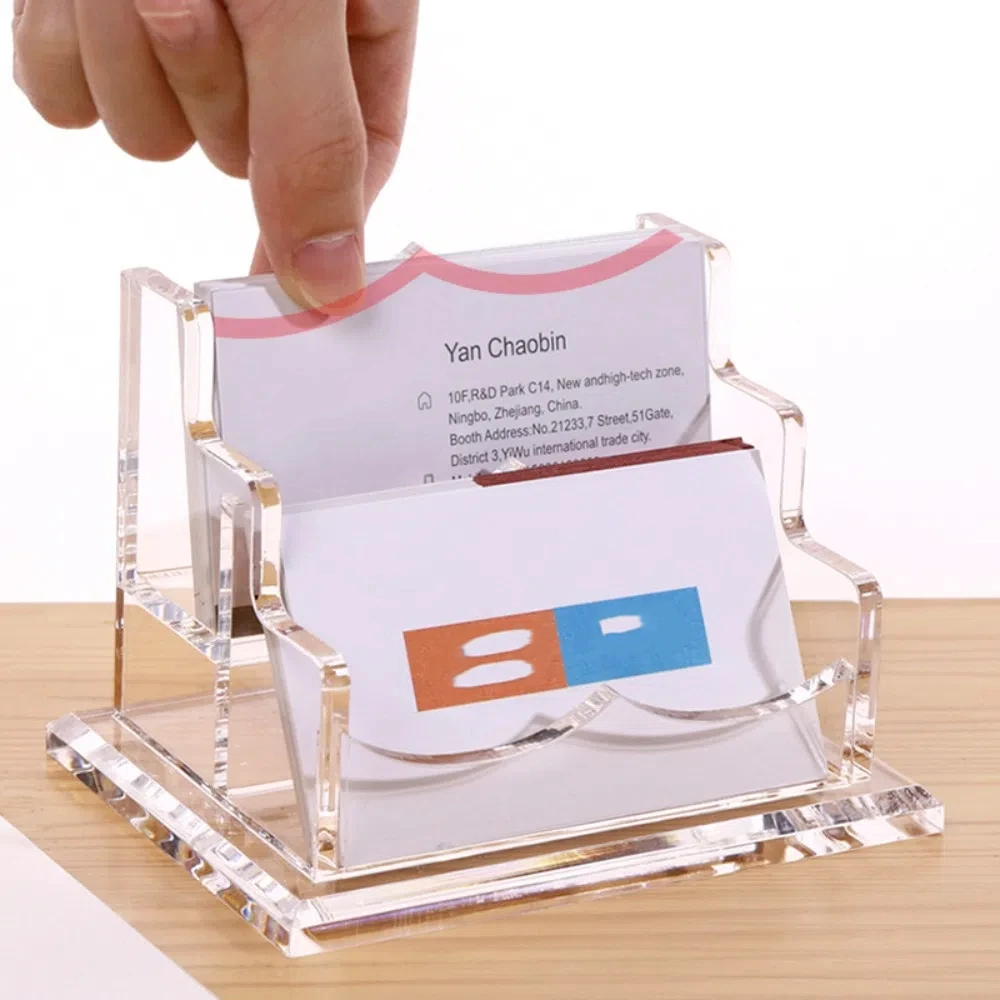 Transparent Acrylic Business Card Holder Acrylic Elegant Desktop Display Holder High-capacity Thickened Name Card Display Stand