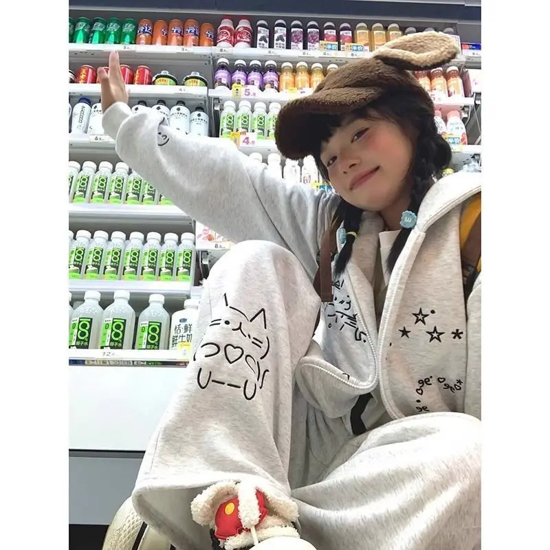 

Cute Embroidery Long Sve Hoodie Women's Sle Y2K Student Culture Top Autumn Collection Comfortable Home Feeling