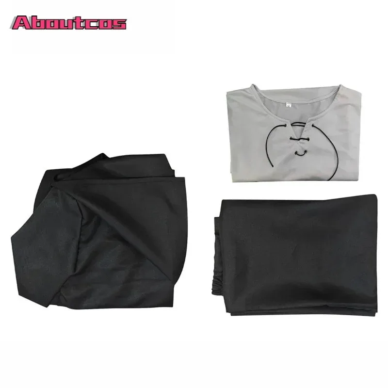 Aboutcos Attack on Titan Cosplay Jaeger Eren Costume Cosplay La stagione finale Uniforme Cappotto nero T-shirt Pantaloni Anime Halloween