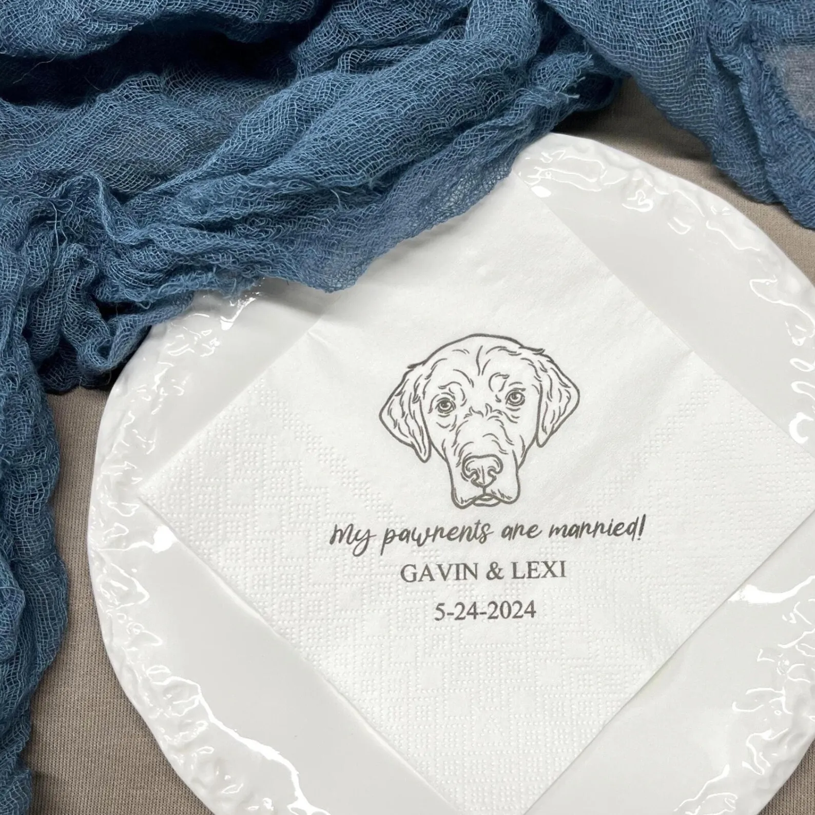 

50pcs Personalized Pet Napkins, Dog Wedding Napkins & Cocktail Napkins, Unique Custom Illustrated Cat Birthday Napkins