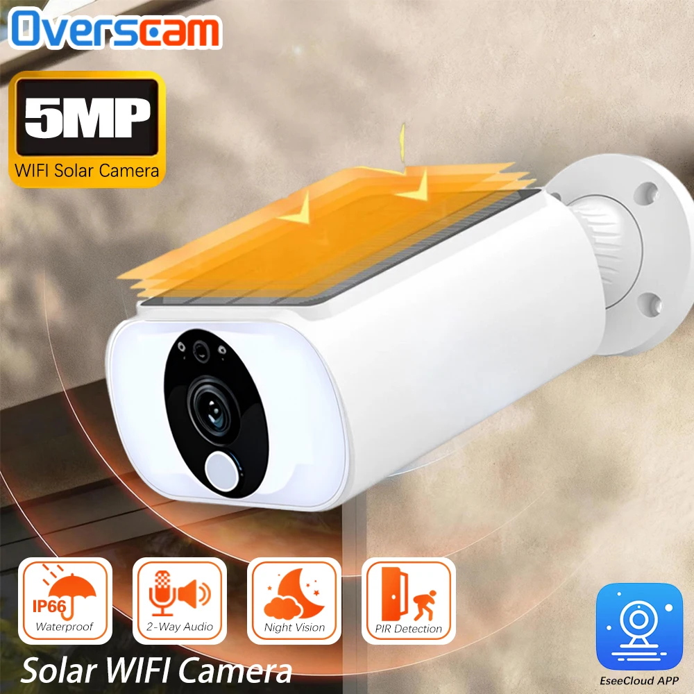 5MP Outdoor Solar Battery IP Camera Wireless WIFI Ultra Standby Time PIR Human Detection Light Color Night Vision EseeCloud App