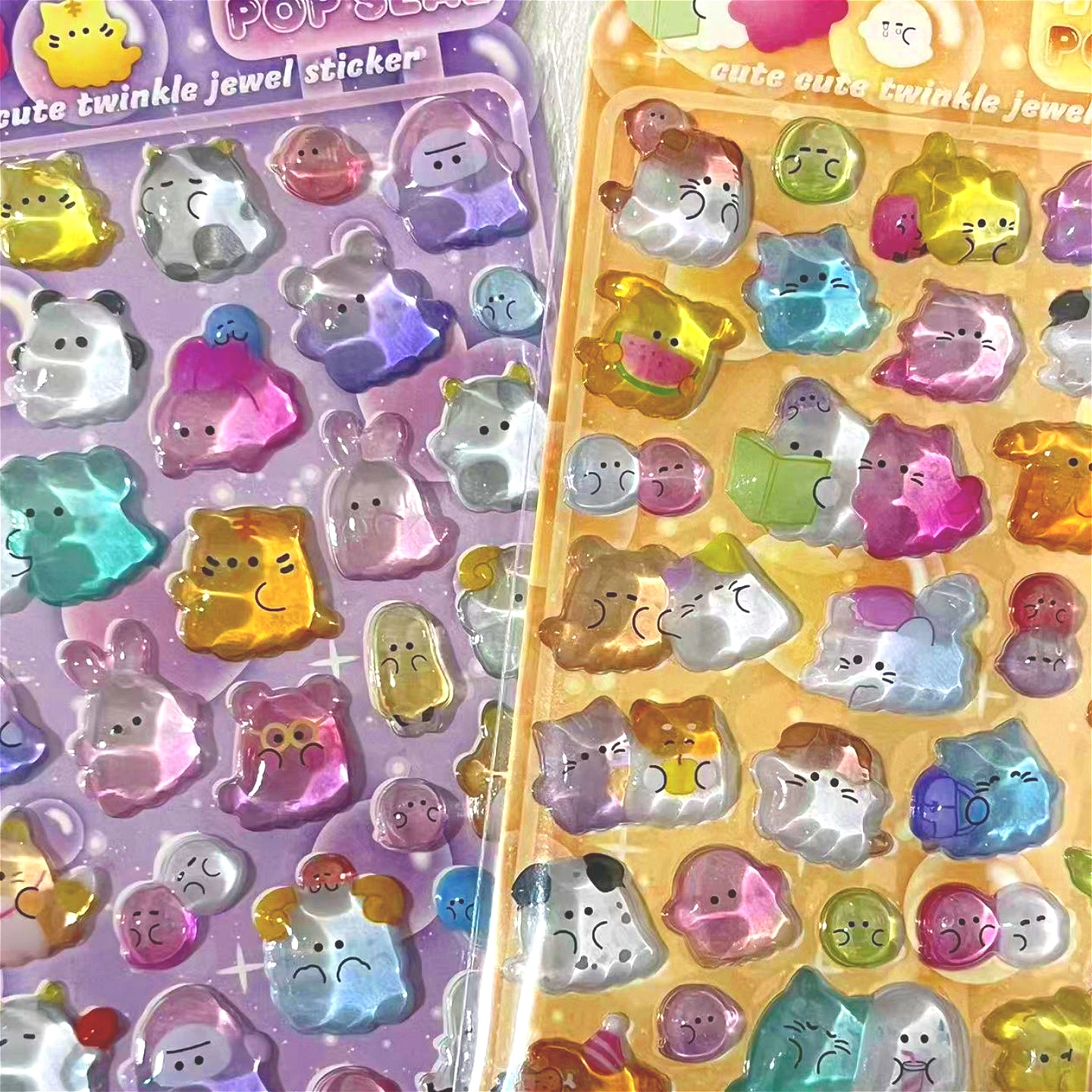 Autocollants en cristal gaufré 3D Ghost de la famille Yoyo mignons – autocollants de scrapbooking de dessin animé pour enfants, bricolage et récompense