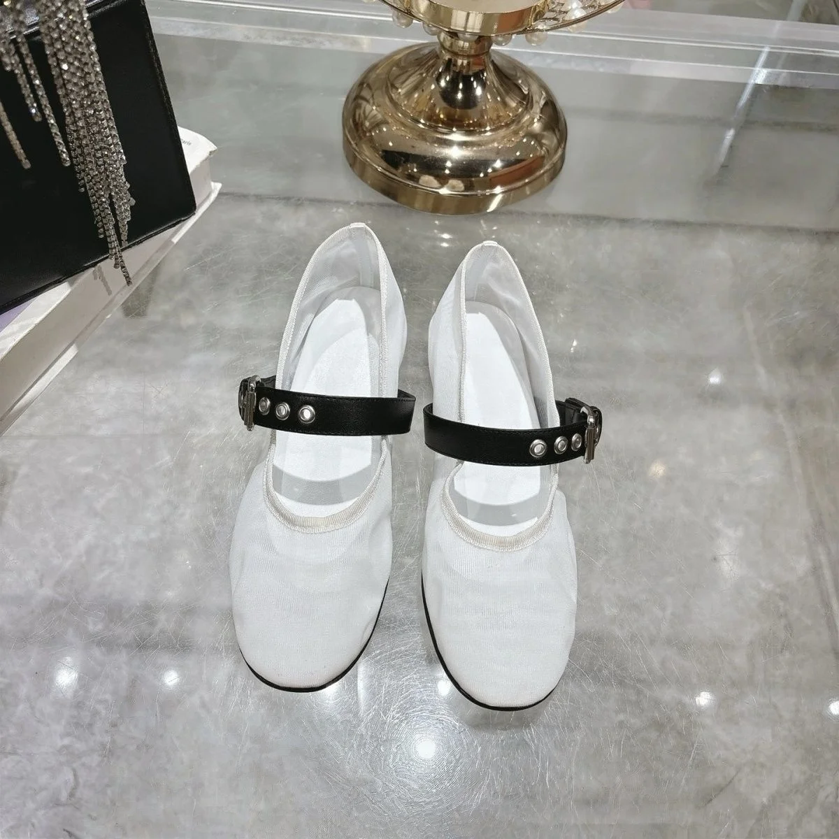 Zapatos planos de ballet de verano para mujer, con punta redonda, de malla, con una sola correa, elegantes, retro, estilo Mary Janes, zapatos de baile, versátiles, regalo para las fiestas