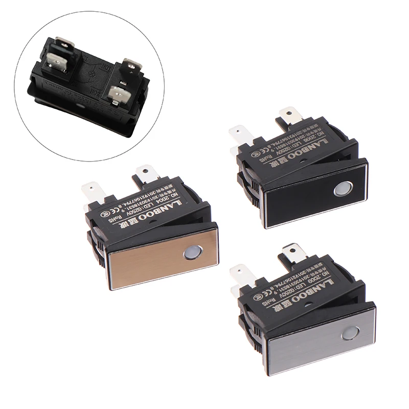 1PC 220V Marine LED Metal Rocker Switch With Dot Light KCD3 Aluminum IP65 Toggle Switch Panel Color Random