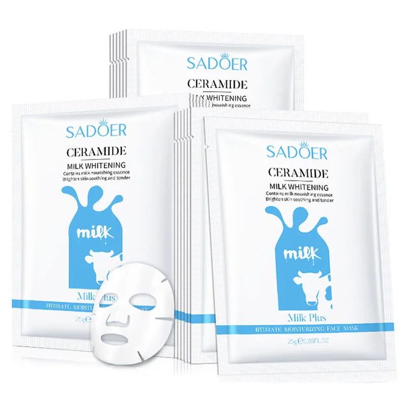 10 قطعة الحليب تبييض قناع الوجه ترطيب مغذي مكافحة الشيخوخة المضادة للتجاعيد العناية بالبشرة أقنعة الوجه ورقة قناع العناية بالبشرة