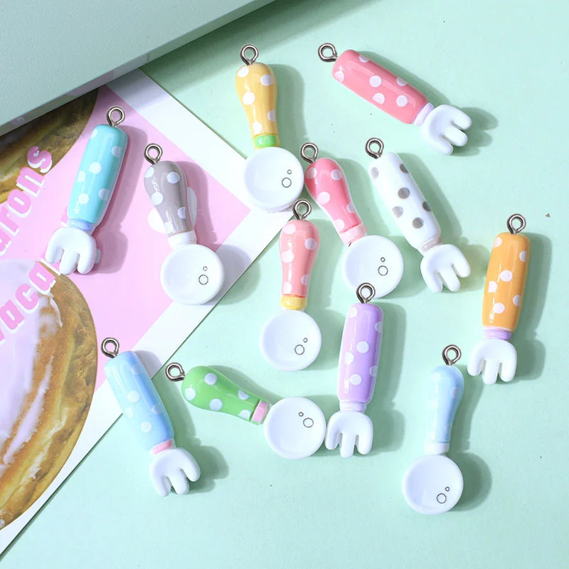 10Pcs Kawaii Cartoon Scoop Fork Charms Jewelry Making Resin Pendants Car Key Chain Necklace DIY Party Wedding Decor Accessorie