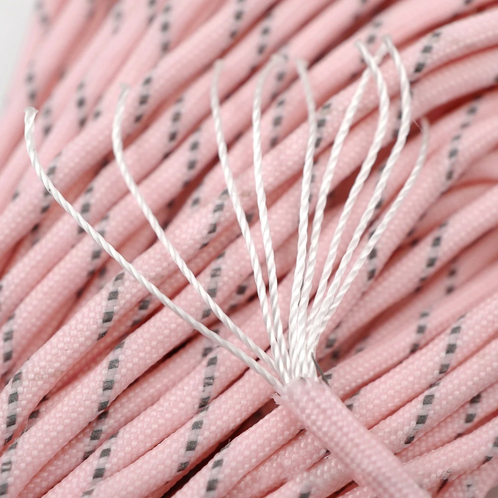 5 m reflektierendes Paracord, Durchmesser 4 mm leuchtende Nylon-Zeltseile, 9 Kerne, Fallschirmschnur, Lanyard Camp Survival-Seil, Camping-Werkzeug – Detail 5