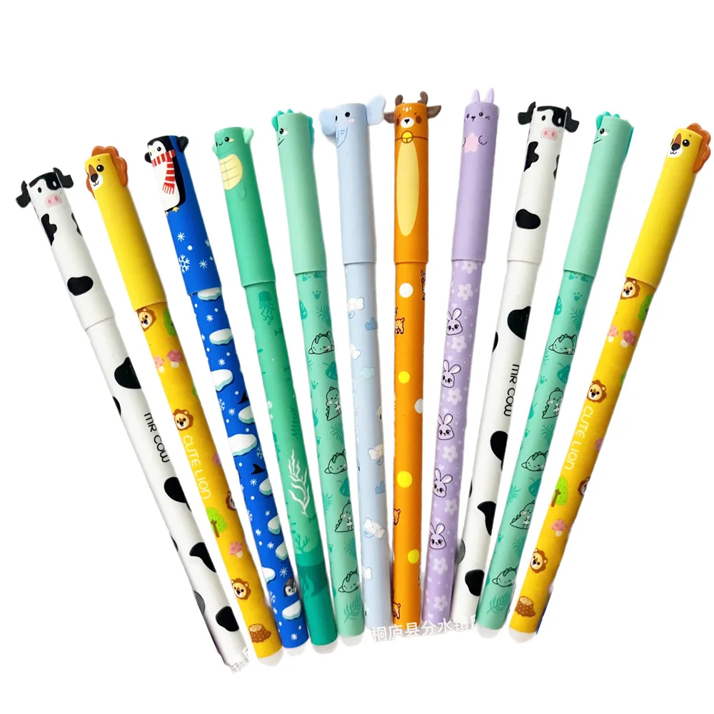 

2/4/8pcs Cute 3D Animal Colors Pen Erasable Gel Pens with Erase Ink Colours 0.6mm Tip Fine Ballpoint Pens for School Office Gift