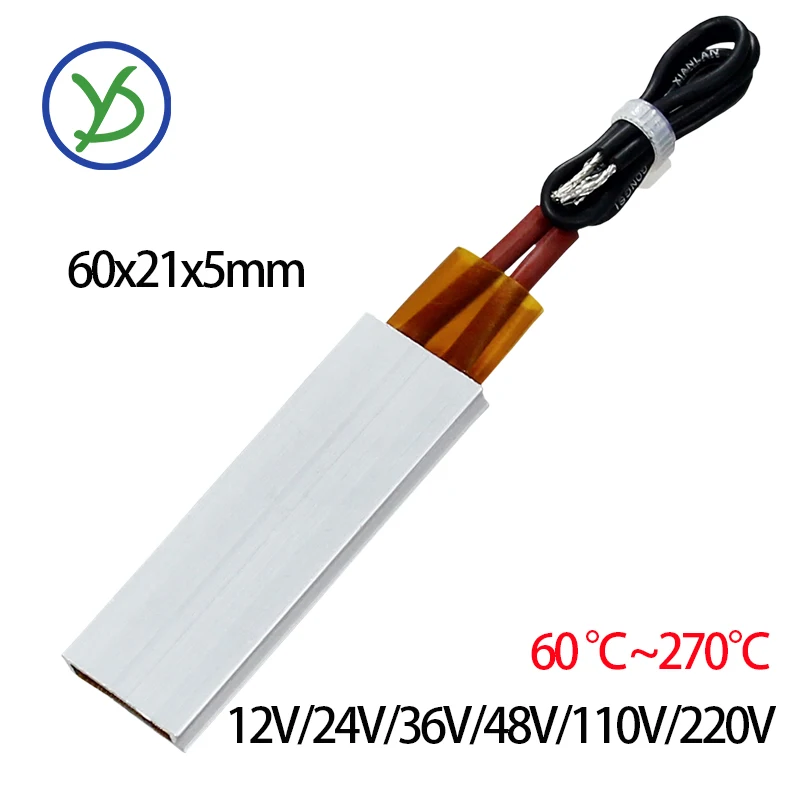 60х21мм 12В~220В 70~270 ℃   Керамический нагревательный лист PTC, пластина теплового резистора переменного и постоянного тока, алюминиевые детали инкубатора, нагревательный элемент фен