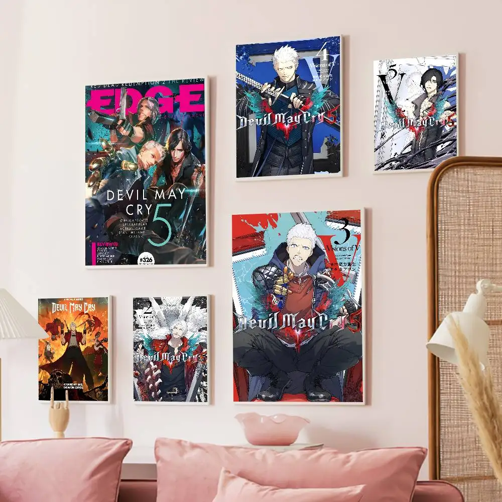 D-Devil May Cry-S الفيلم الكلاسيكي لزجة الملصقات يتوهم الجدار ملصق لغرفة المعيشة زخارف للحانات اللوحة الزخرفية خمر