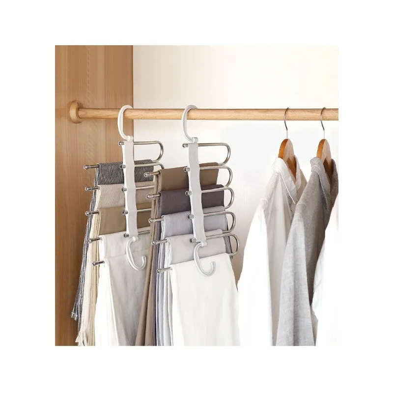Magic Trouser Rack Stainless Steel Folding Hooks Bedroom Wardrobe Storage Closet Storage Space Saver Trouser Skirt Hooks image 4