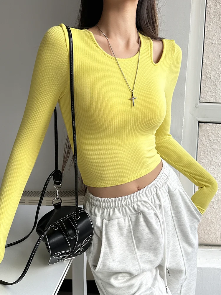 

Sexy oulder Bared Long Sve Yoga Clothes Women's Fitn Top with Chest Pad Autumn Winter New Arrival Tight Sports T irt