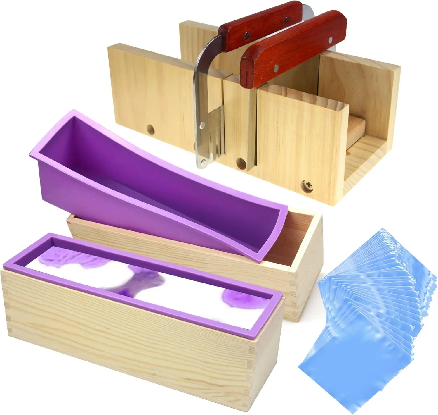 

Силиконовая форма для мыла - форма для резки мыла, резак для мыла с волнистым резаком, прямой слайсер и 100 шт. 6 x 6 дюймов Sh