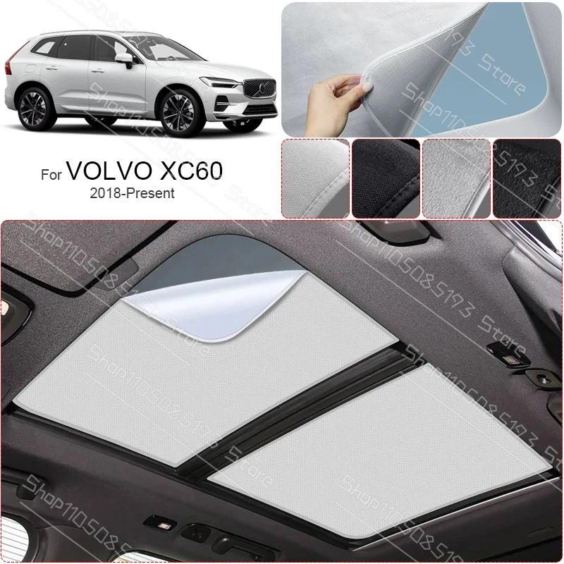 Car Suede Fabric Electrostatic Adsorption Sunroof Sunshade For VOLVO XC60 2018-Present Auto Anti-UV Heat Insulation Skylight