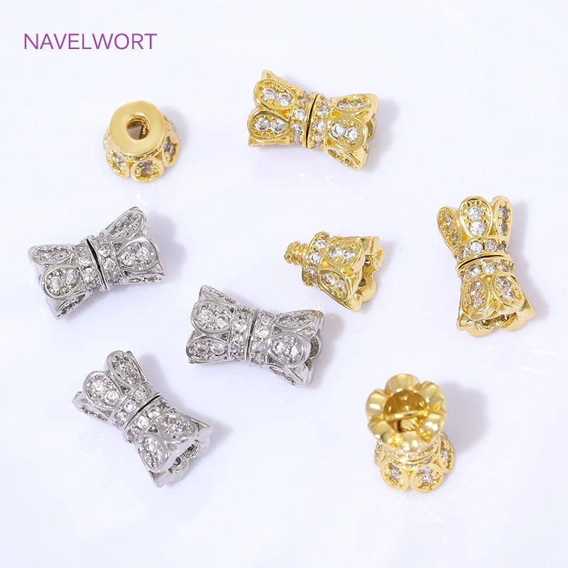 Спиральные коннекторы с позолотой 14K и цирконами - close-up view