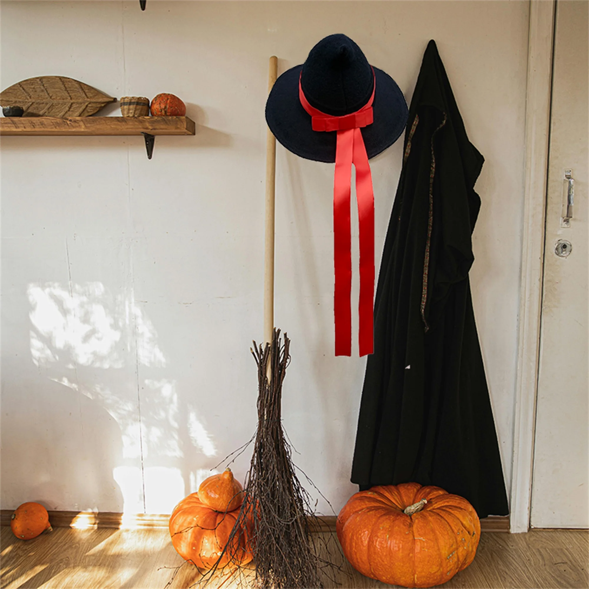 หมวกแม่มดสีดําและสีม่วงพร้อมริบบิ้นประกายสําหรับผู้หญิงฮาโลวีนเครื่องแต่งกาย Party Dress Up อุปกรณ์เสริมและคอสเพลย์