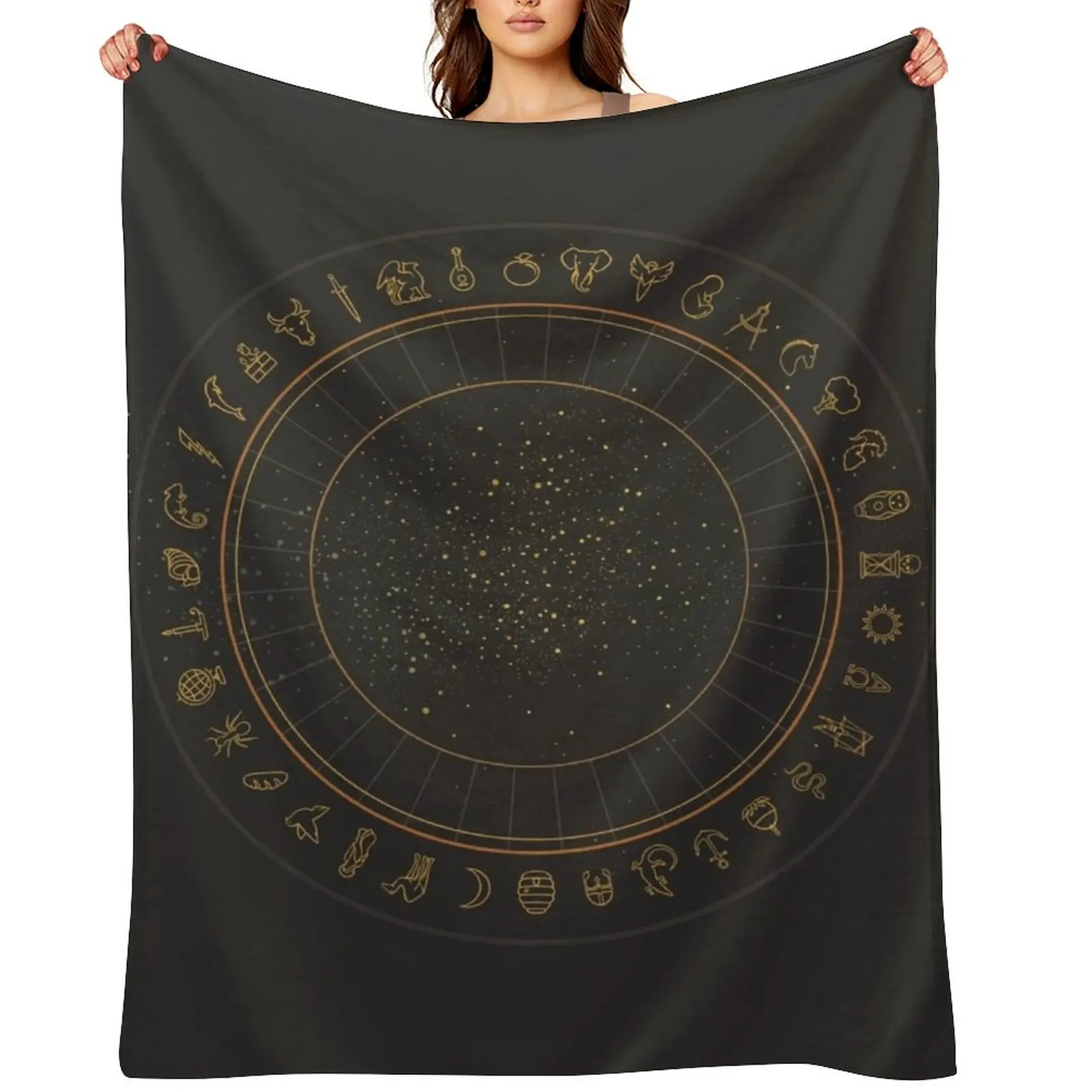 

Alethiometer Gold Throw Blanket Beautifuls Luxury Throw Thermal Plaid on the sofa Blankets