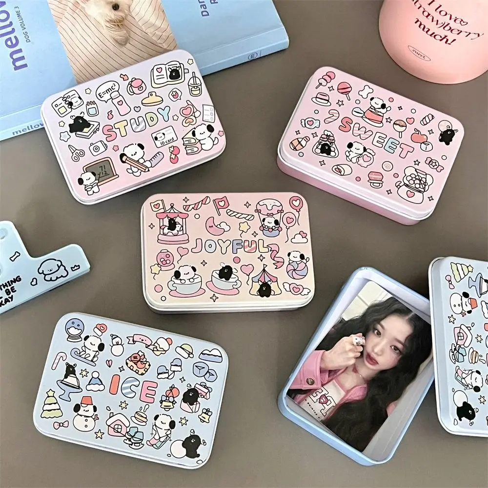 Rectangular Puppy Pattern Storage Box Metal Empty Mini Candy Tin Box Cartoon Multifunction Jelly Puppy Graffiti Pill Cases