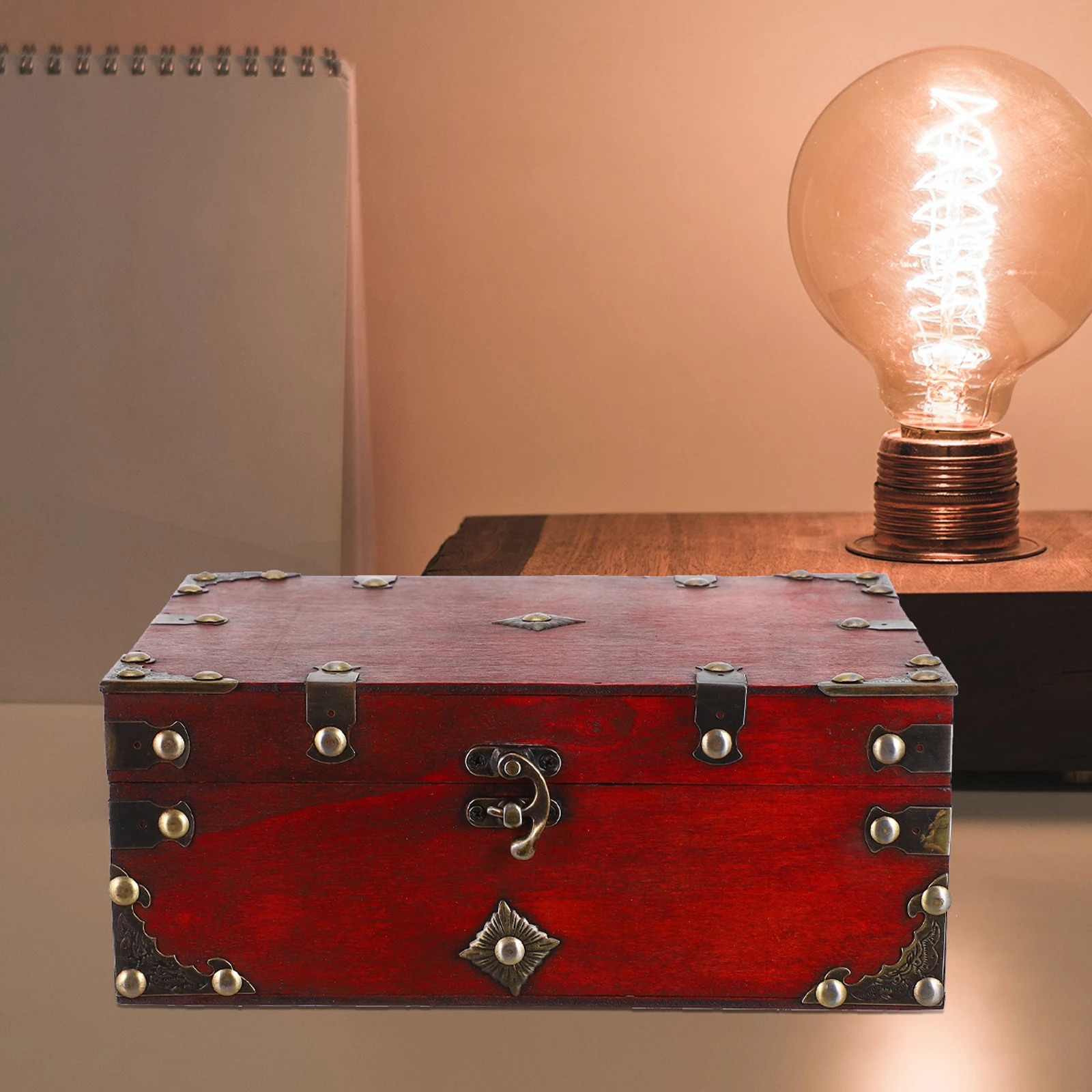 

Retro Jewelry Box Storage Organizer Wooden Case Household Container for Cosmetics Accessories Decoration Stationery Desktop Home