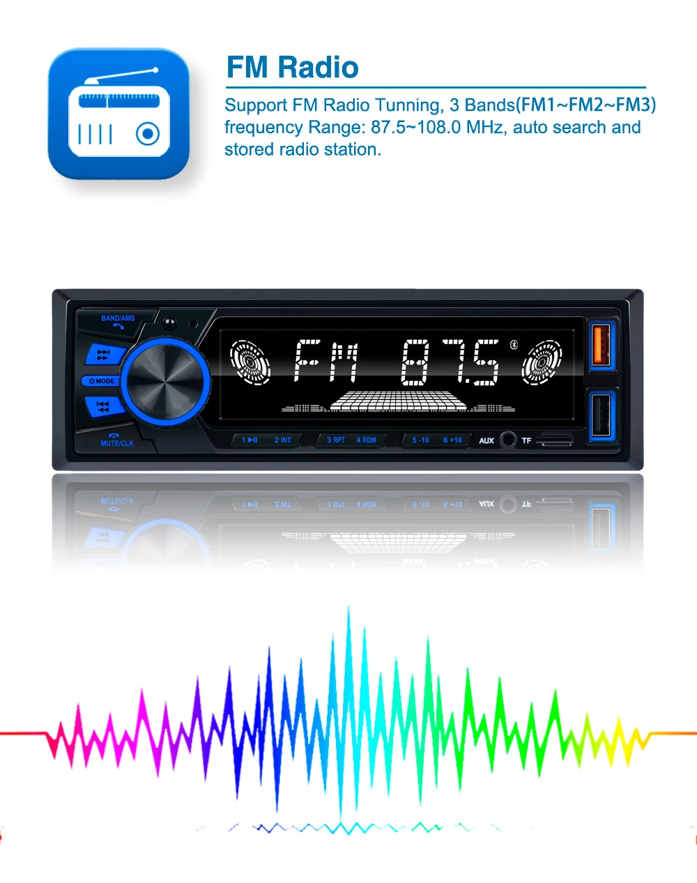 Autoradio X-REAKO 820 Lecteur MP3 Tuner FM avec entrée AUX Fonction de charge USB BT SD avec télécommande sans fil au volant