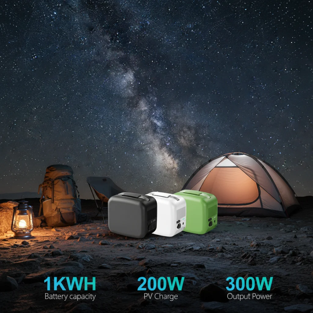 300W MPPT Pure Sine Wave Portable Power Station Flashlight RV Port AC DC Recharge Outdoor Emergency Generator