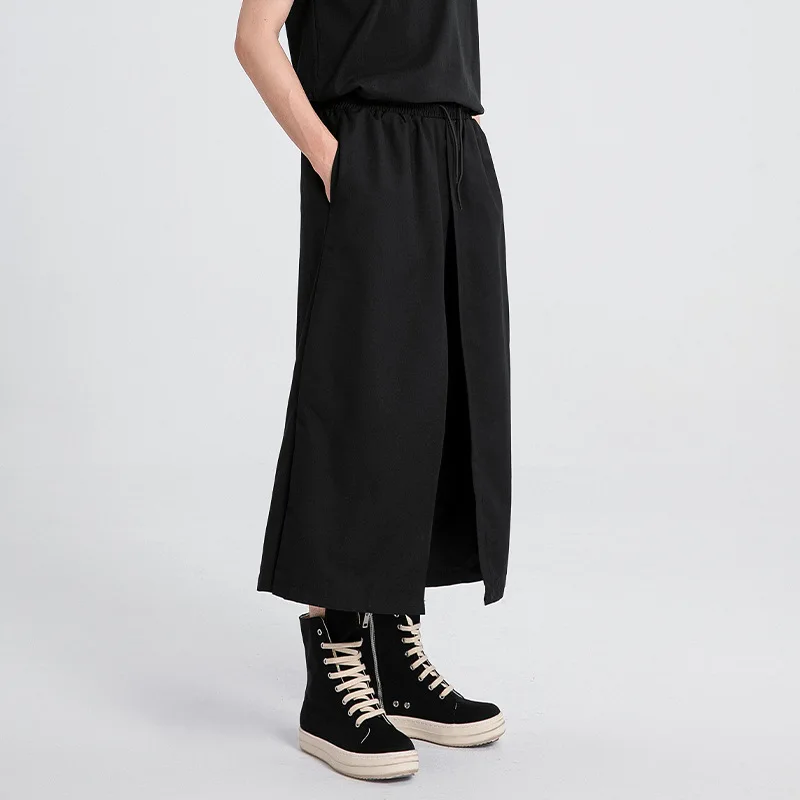 

Men's Casual Pants X059 Unisex Casual Simple Japanese Dark Style Men's Dress Straight Loose Black Nine-Point Pants