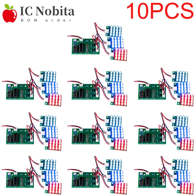 10Set CD4017 NE555 RGB Strobe Light Kit - DIY Red White Blue LED Flashing Warning Light with PCB Board for Car/Bike/Safety
