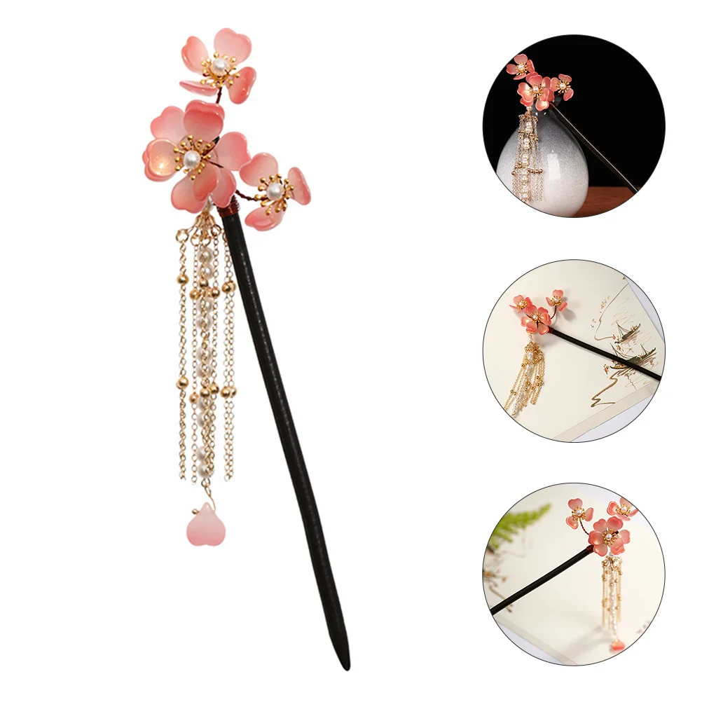 

1pc Vintage Hairpin Stick Tassel Clip Accessories Girls Chinese Style Flower Pearl Retro Hair Accessory Durable