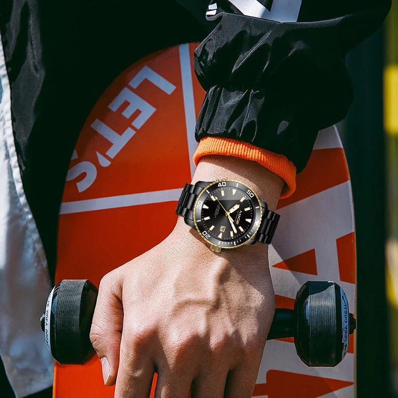 ساعات ماركة MIGE للرجال أوتوماتيكية ذاتية اللف للرجال، تقويم من الفولاذ المقاوم للصدأ، مقاومة للماء، ساعات يد ميكانيكية للرجال