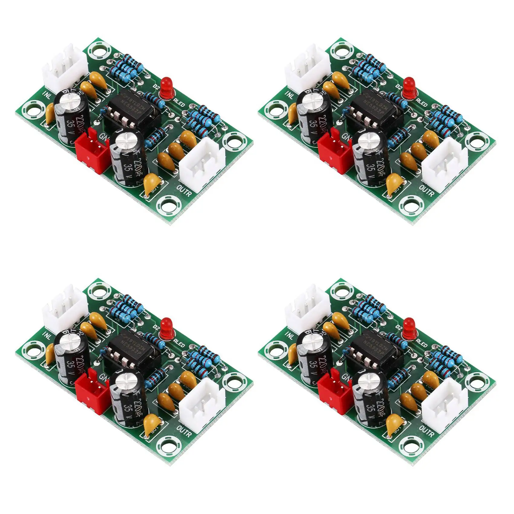 4X Mini Preamp Op Amp وحدة مكبر للصوت ثنائي القناة NE5532 المضخم لهجة مجلس 5 مرات الجهد واسعة 12-30 فولت-BCBW