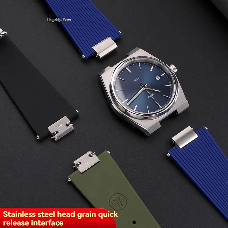 25x12 مللي متر حزام ساعة رجالي لتيسو PRX T137.407 T137.410 سوبر لاعب موضة المطاط حزام الساعات الإفراج السريع سيليكون سوار