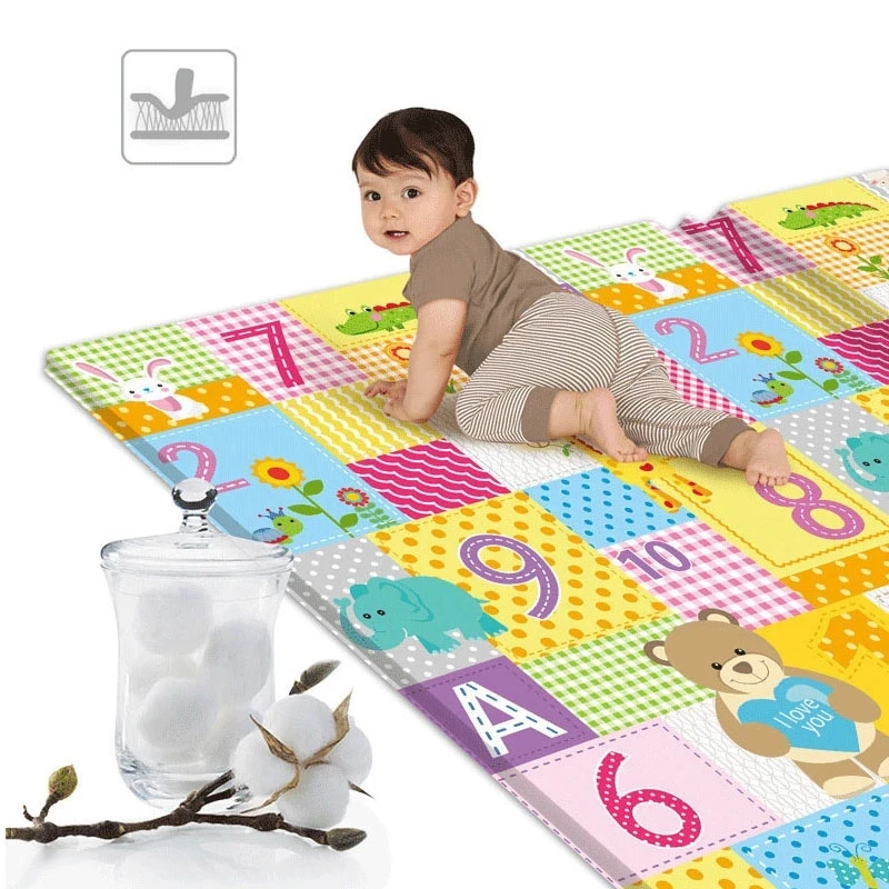 Baby Folding Soft Foam Crawling Activity Mat, Desenhos animados, impermeável, Crawling Game Carpet, dupla face, almofada para crianças, crianças, novo