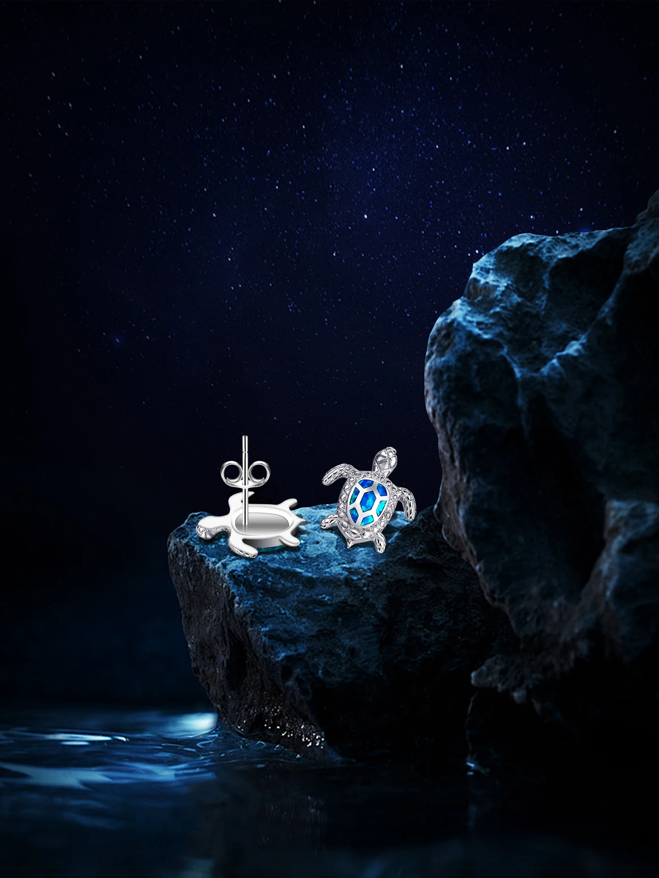 

Серьги-гвоздики с морской черепахой, синие серьги с муассанитом для женщин, серьги из стерлингового серебра 925 пробы с сертификатом Gra