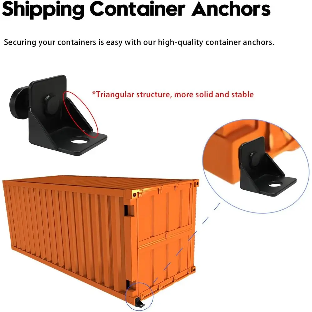 強化された安定性と安全性を実現する黒色粉体塗装を施した、ヘビーデューティースチールツイストロック輸送コンテナアンカー4個パック