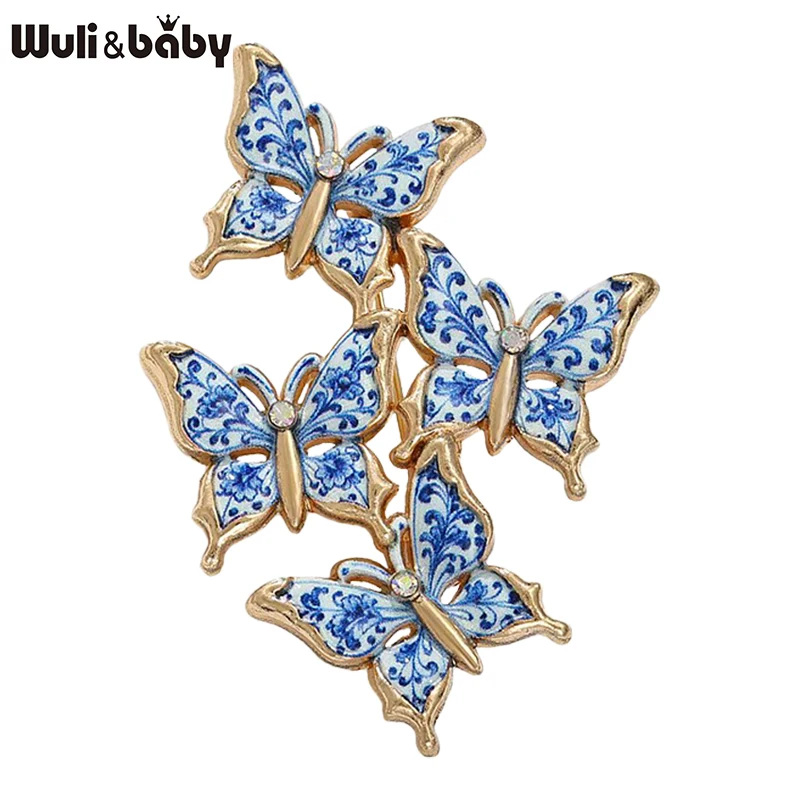 Wuli&baby Blue And White Butterfly Brooches For Women Unisex Lovely A Group Of Butterflies Insects Party Casual Brooch Pin Gifts